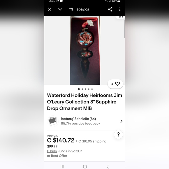 Waterford Sapphire Drop Ornament - Rare Find - Picture 6 of 8